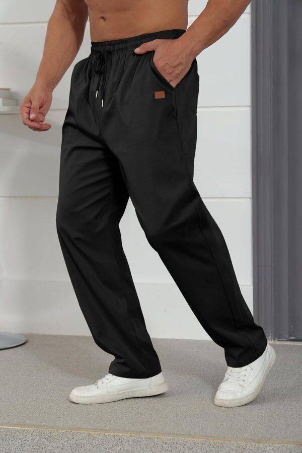 Pantalon Chino Cargo Homme Taille élastique Poches Polyester-1