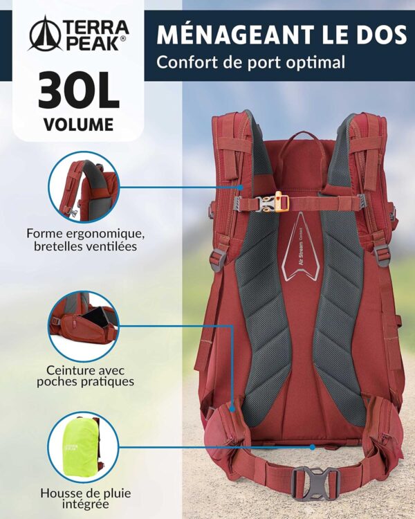Sac à dos randonnée Terra Peak 30L respirant imperméable-3