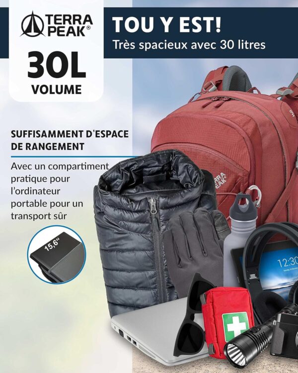 Sac à dos randonnée Terra Peak 30L respirant imperméable-5