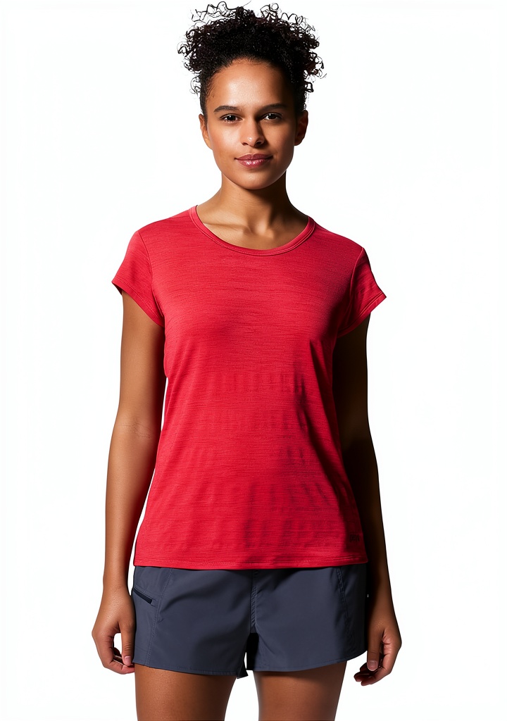 Femme active portant la chemise Mountain Hardwear lors d'une randonnée en montagne