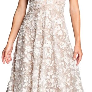 Robe Midi Elisa Dress the Population Blanc Doré Sans Manches-0